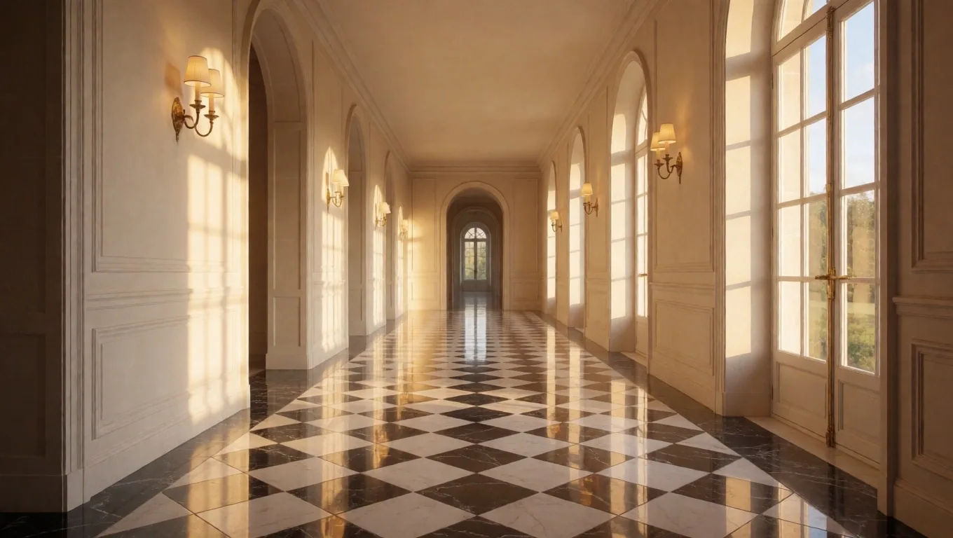 Intérieur restauré à Nantes baigné de lumière dorée