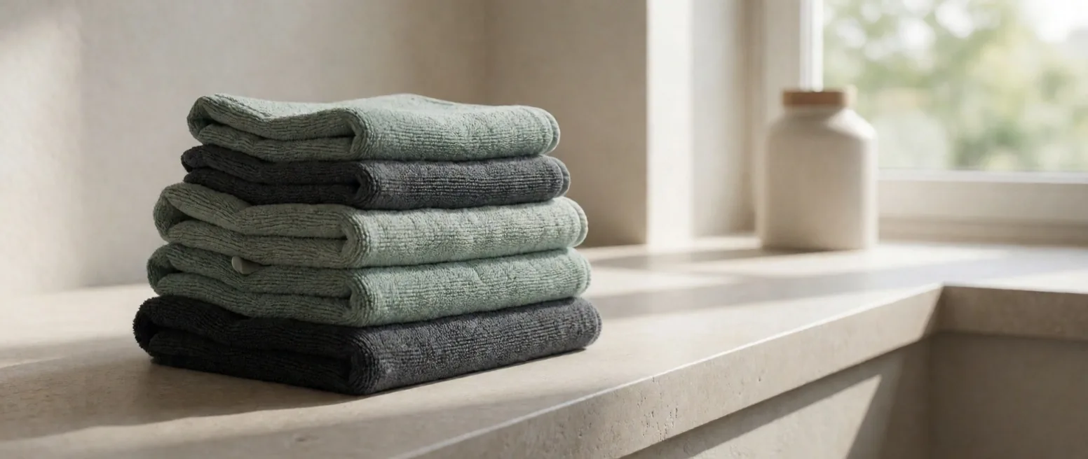 Lavettes en microfibres pliées et prêtes à l'emploi