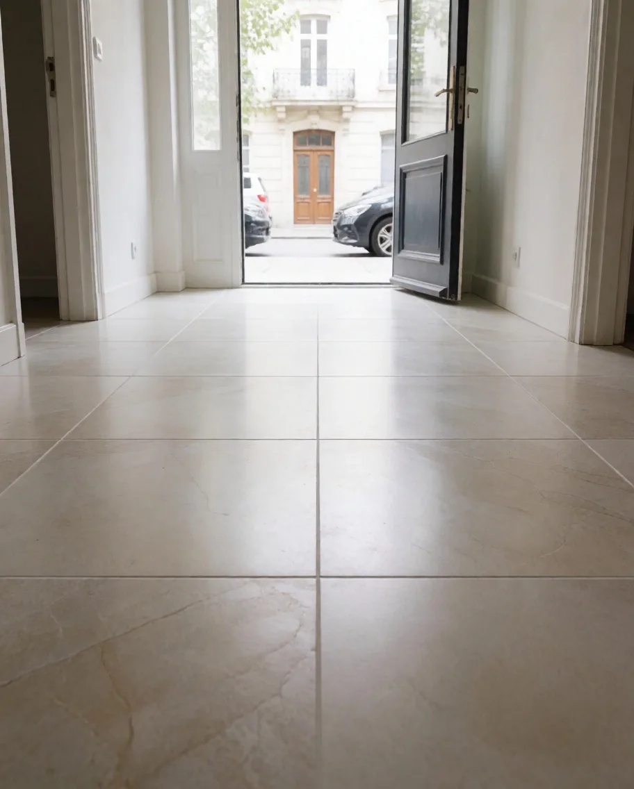 Carrelage nettoyé sans voile de ciment